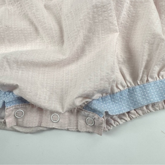 Vintage 90s Kids N’ Fun Sz 12M Easter Bunny Romper Blue Pink w/ Ruffles Collared - Picture 3 of 9